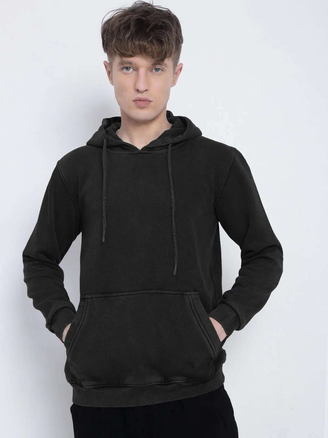 Men's Black Hoodie with Pockets Sports Style Hoodie Fashion
