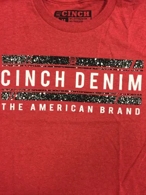 Cinch Men's Red Screen Print Jersey T-Shirt Daily Style Comfort and Breathable