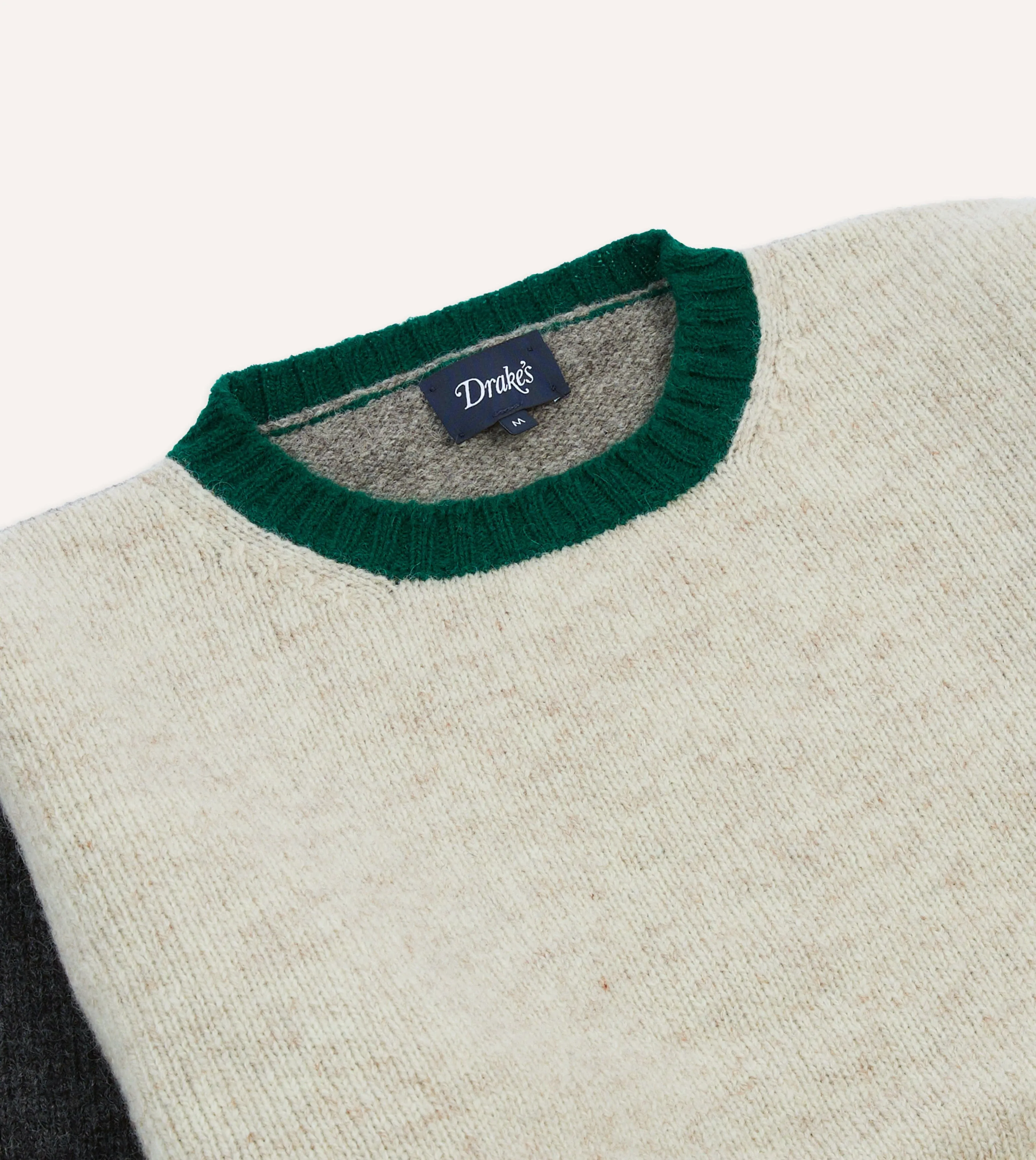 Subtle Details Ecru Multi Colourblock Brushed Shetland Crew Neck Jumper