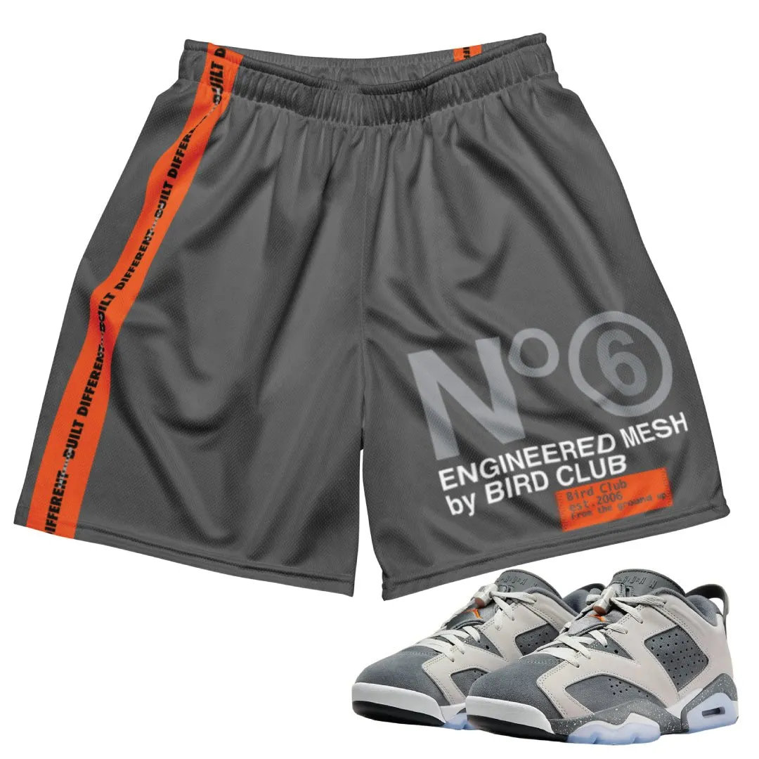 RETRO 6 LOW PSG "CEMENT GREY" MESH SHORTS Travel Shorts Simple Cut