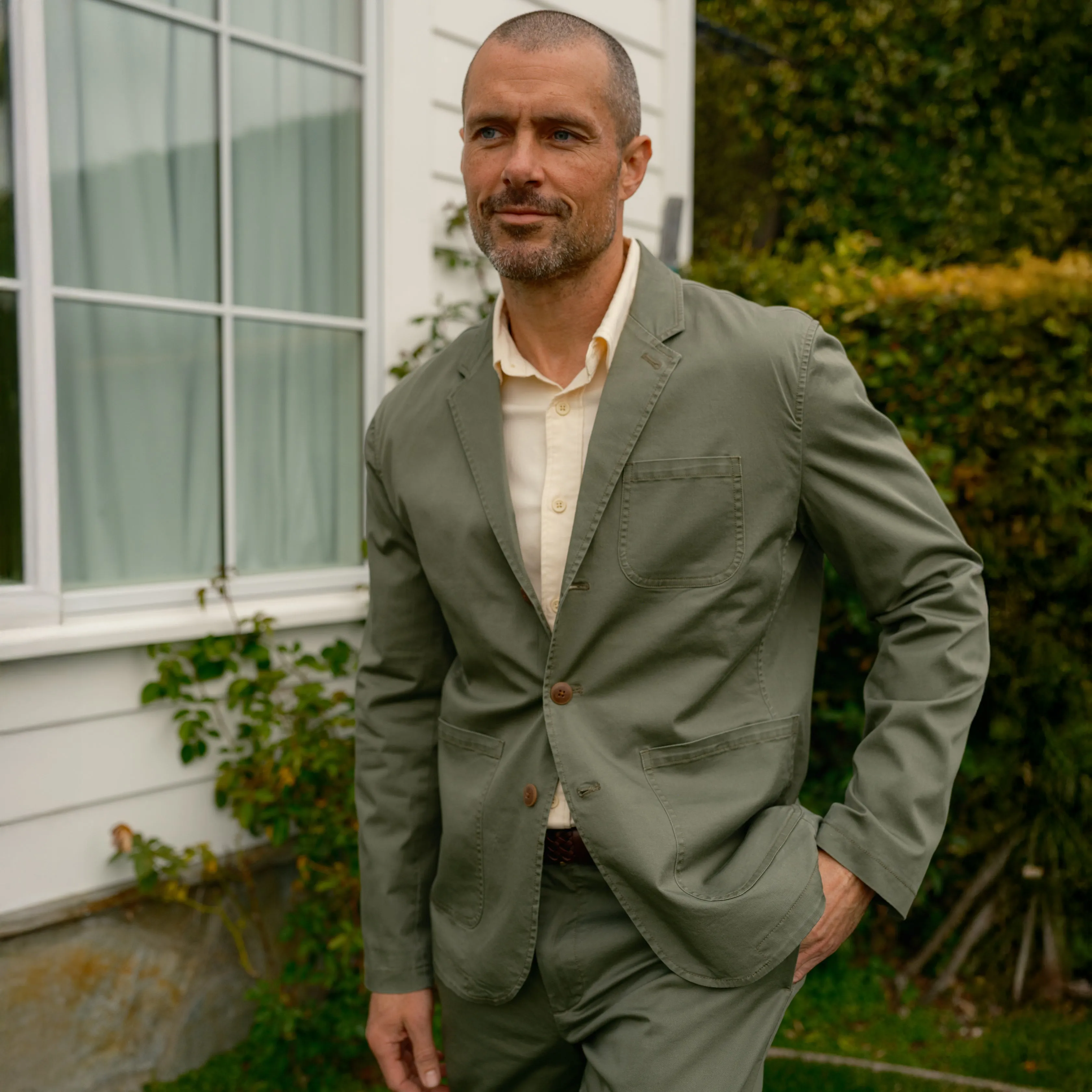 Thompson Flex Stretch Blazer - Olivine Ripstop Fabric Technology Hypoallergenic Fibers