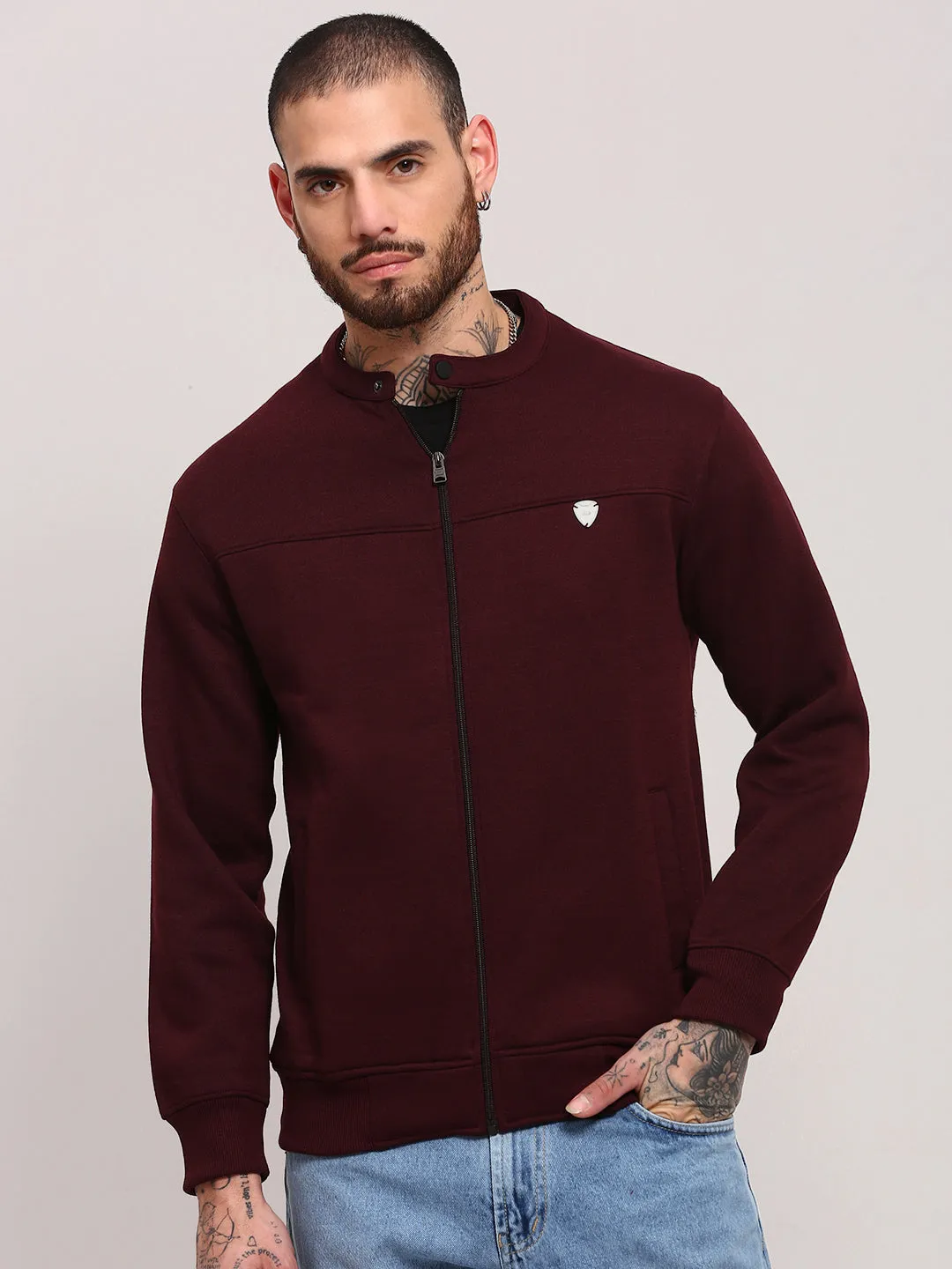 Trendy Look Fashion Hoodie Men's Burgundy Solid Sweatshirt