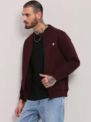 Cool Vibes Minimal Fashion Men's Burgundy Solid Sweatshirt