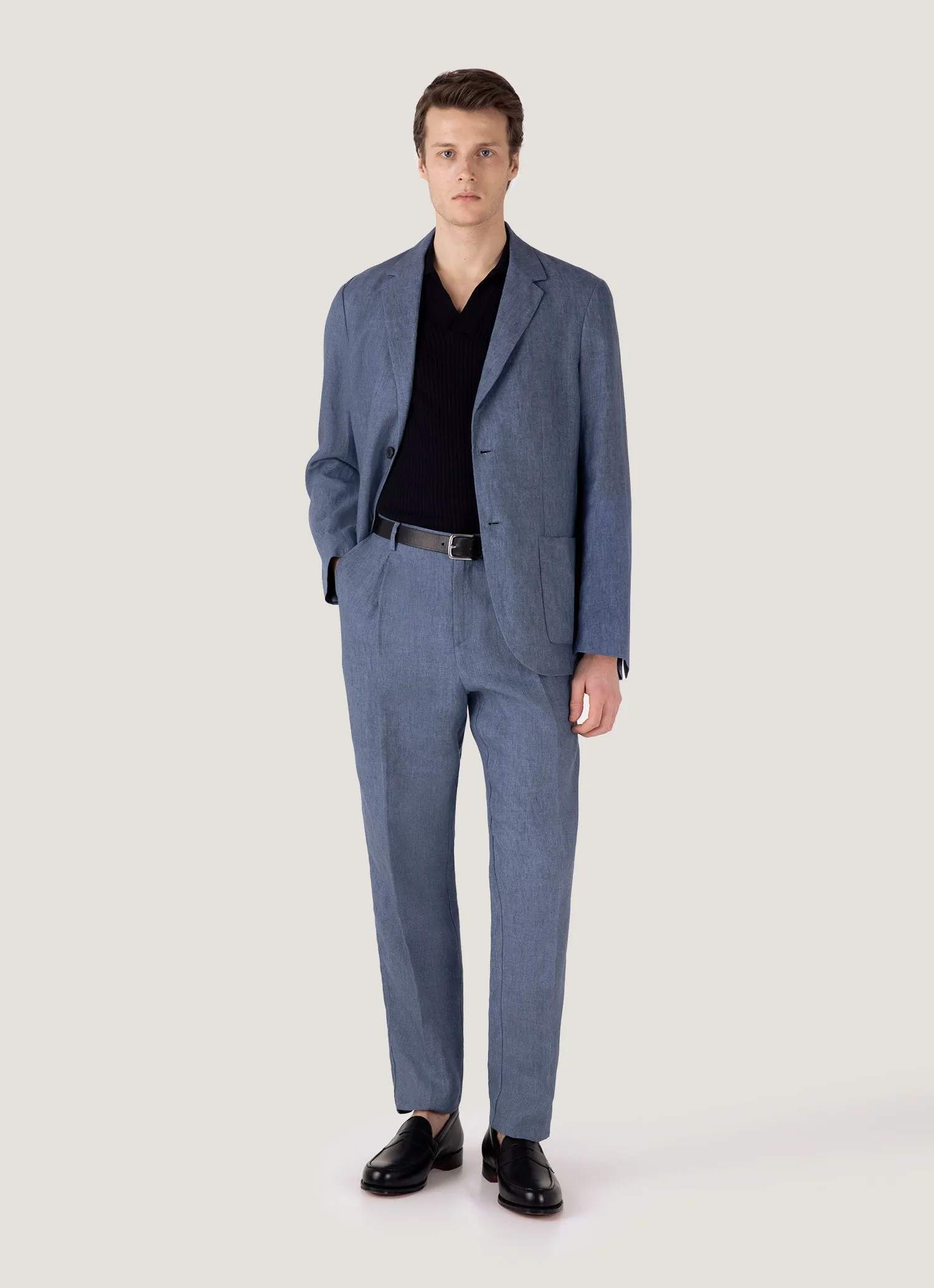 FastDrying Textured Weave Recycled Polyester Thread Men's Fine Rib Silk Cotton Polo Shirt in Navy