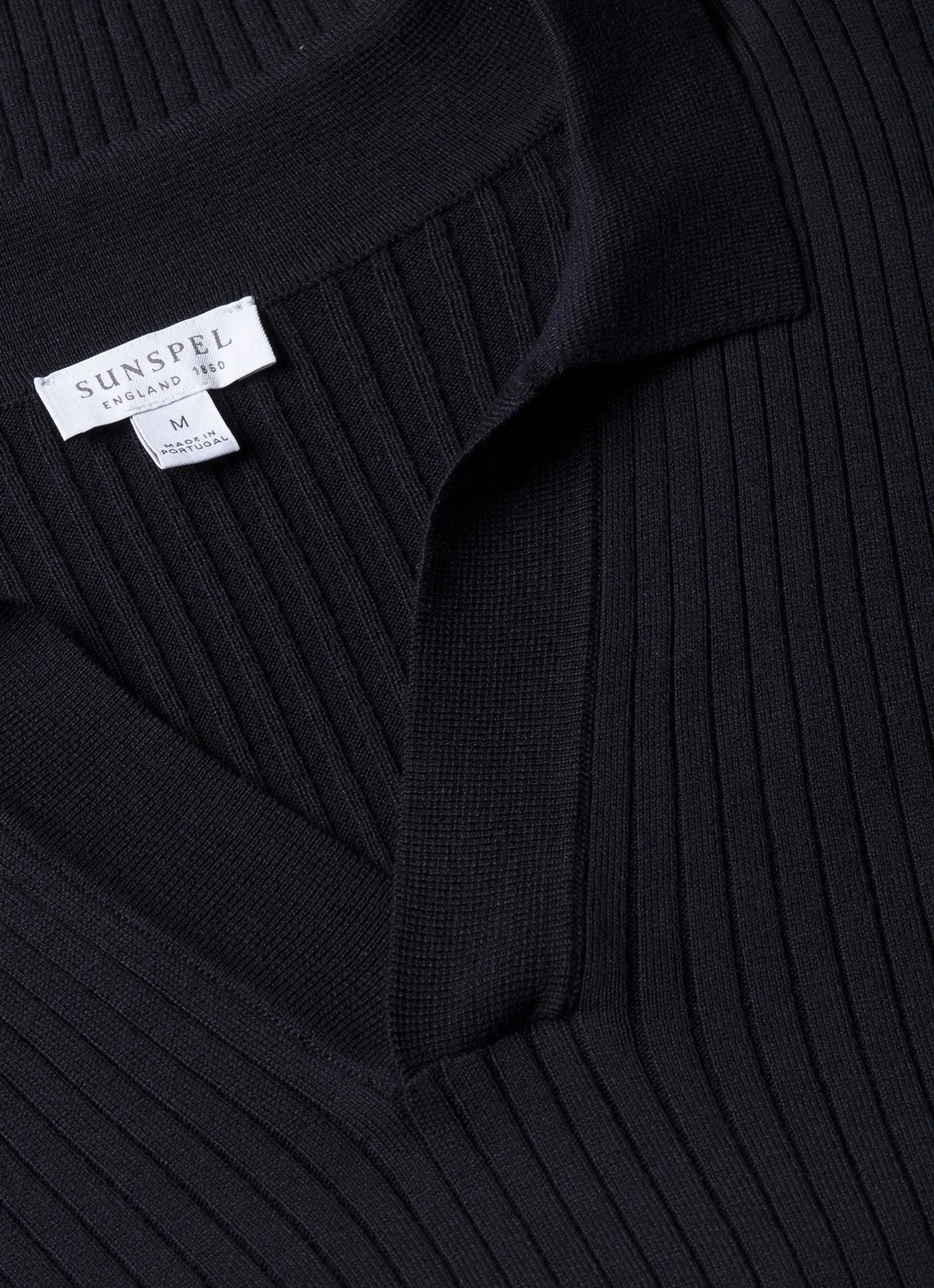 Gentle Wash Process Daily Layer Men's Fine Rib Silk Cotton Polo Shirt in Navy