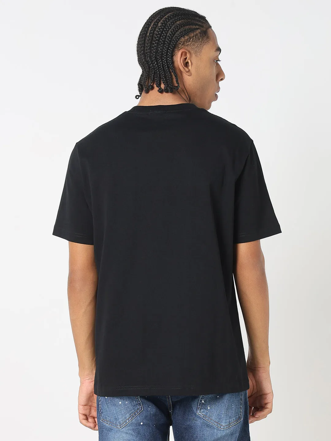 Men's Black & Green Typography T-Shirt Windproof Fabric