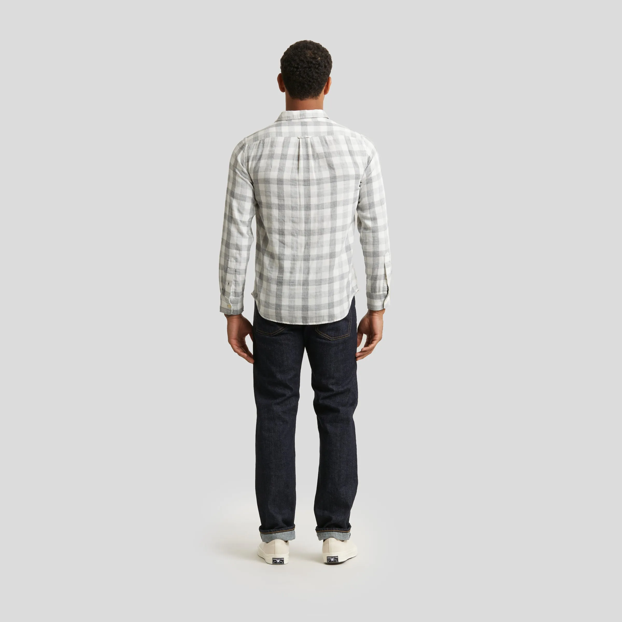 Drop Shoulder Cut Durham Double Cloth Shirt - Heather Gray Gingham