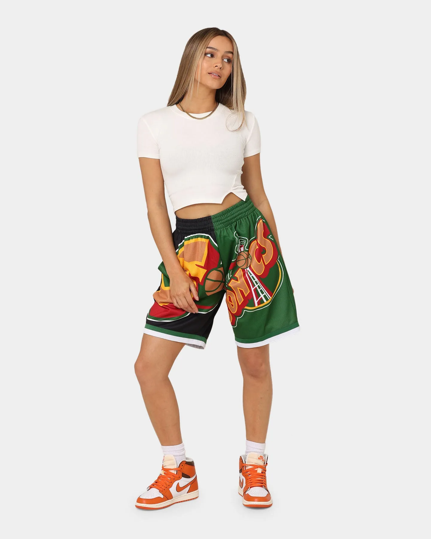 CompactPackable Preppy look Mitchell & Ness Seattle Supersonics Big Face Shorts 5.0 Black