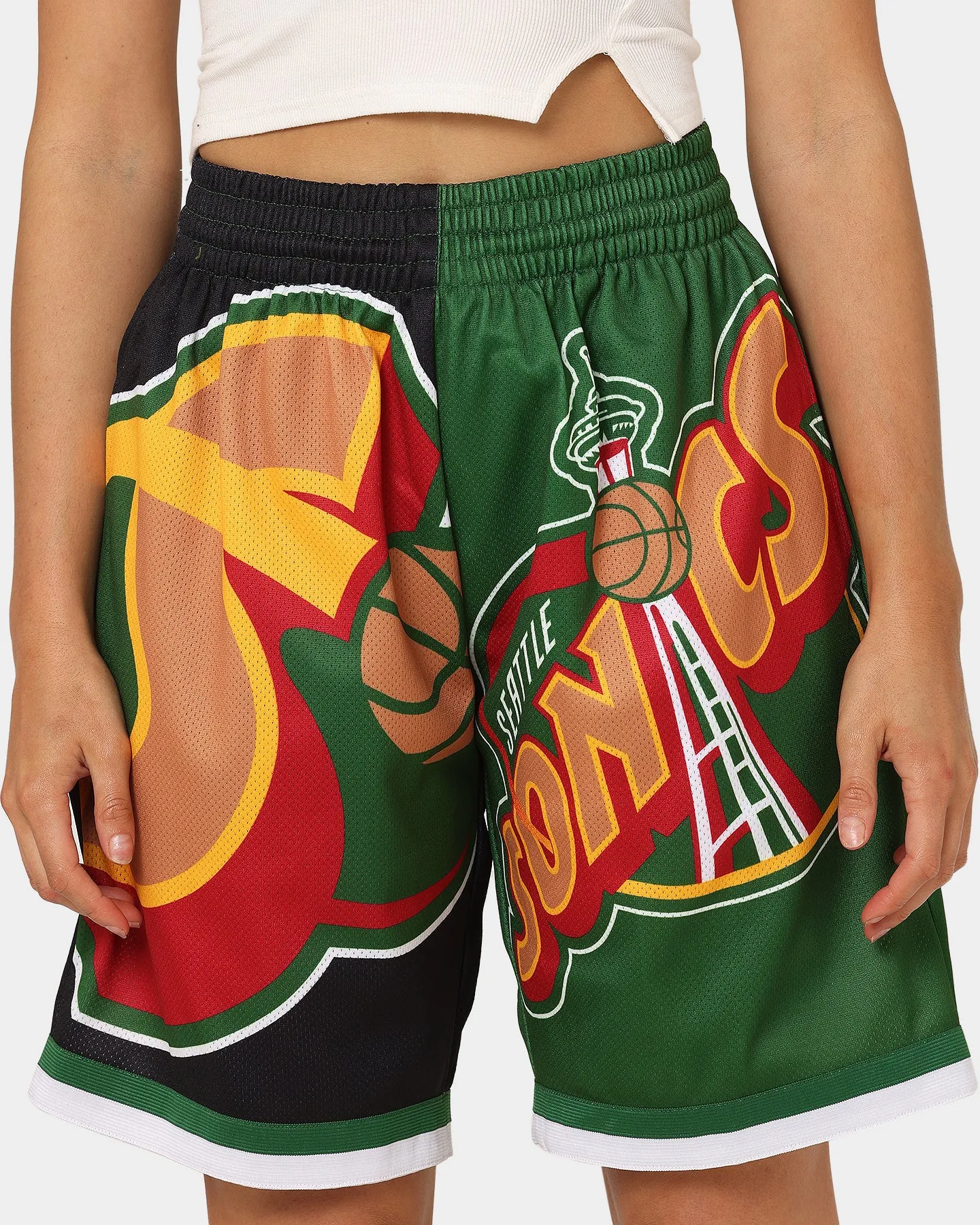 Functional Design Wrinkle Free Fabric Mitchell & Ness Seattle Supersonics Big Face Shorts 5.0 Black