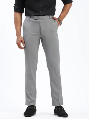 Stretchable Men's Grey Comfort Slim Fit Low-Rise Trousers