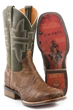 Tin Haul Men's I Am In Stitches Boot with Cowboy Heritage Sole compression Cushion Build