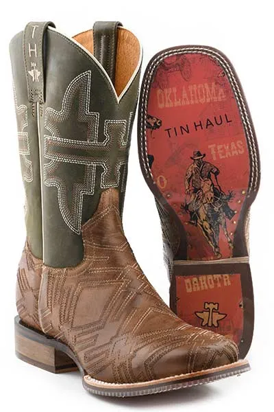 Tin Haul Men's I Am In Stitches Boot with Cowboy Heritage Sole compression Cushion Build