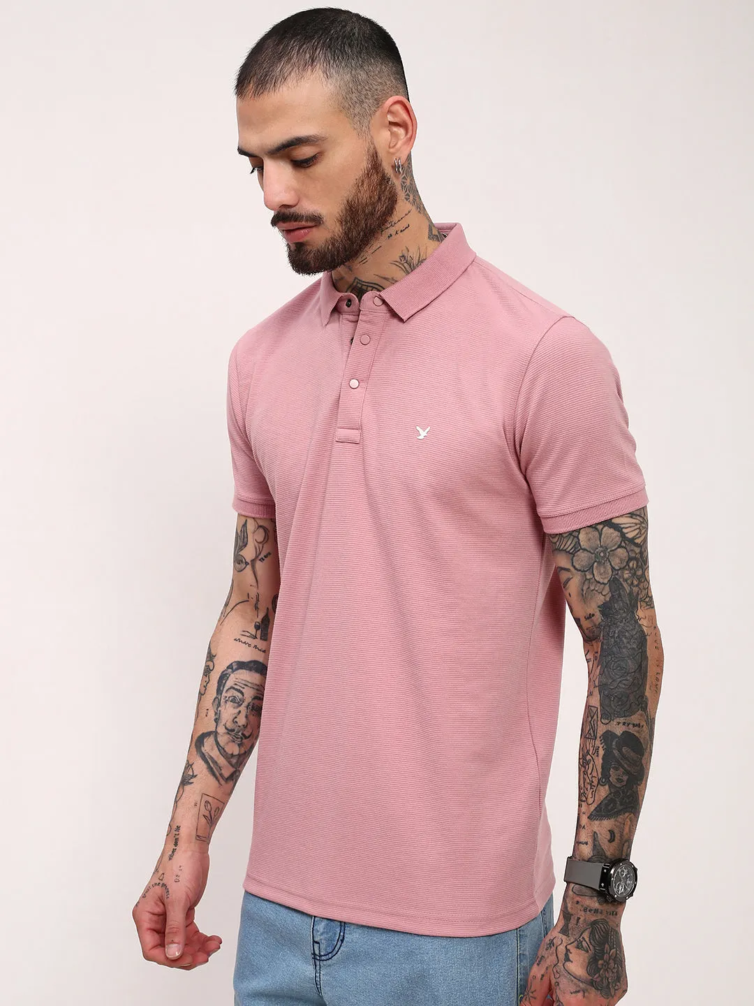 product mass produced efficiency Men's Pink Solid T-Shirt