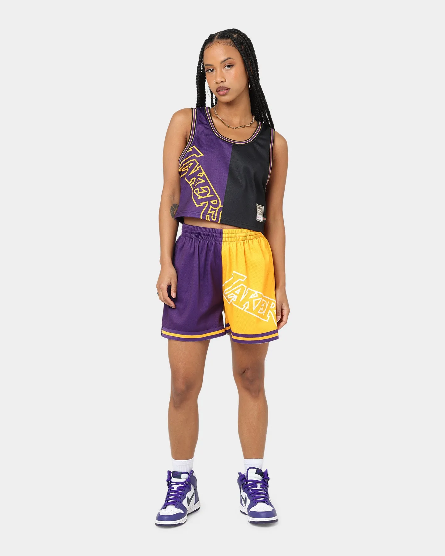 Mitchell & Ness Women's Los Angeles Lakers Big Face 5.0 Shorts Black laid-back style back-to-school