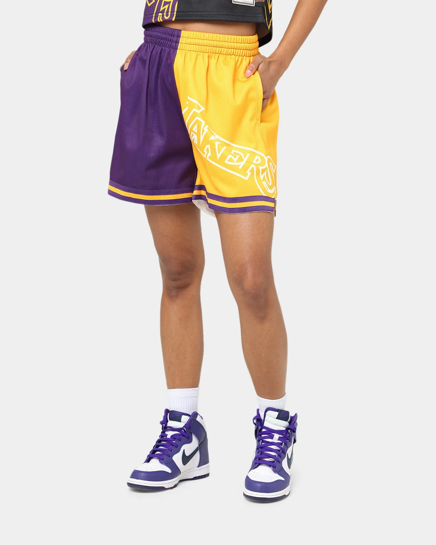 Mitchell & Ness Women's Los Angeles Lakers Big Face 5.0 Shorts Black silk blend