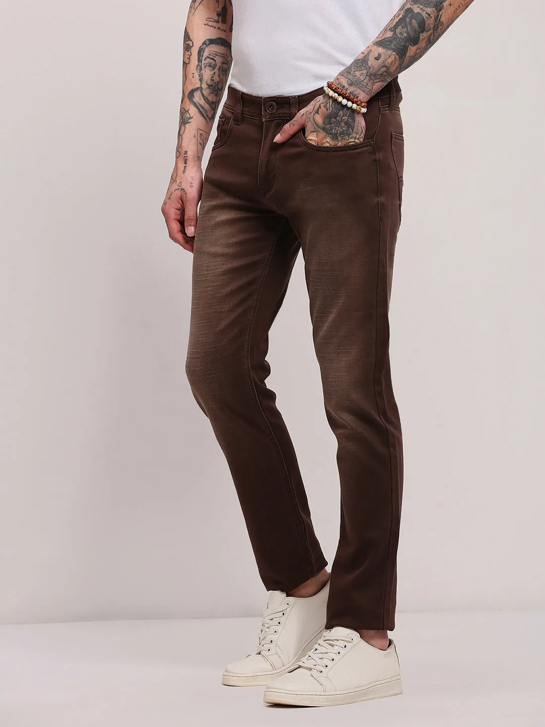 All Season Style Stylish Choice Men's Brown Slim Fit Jeans