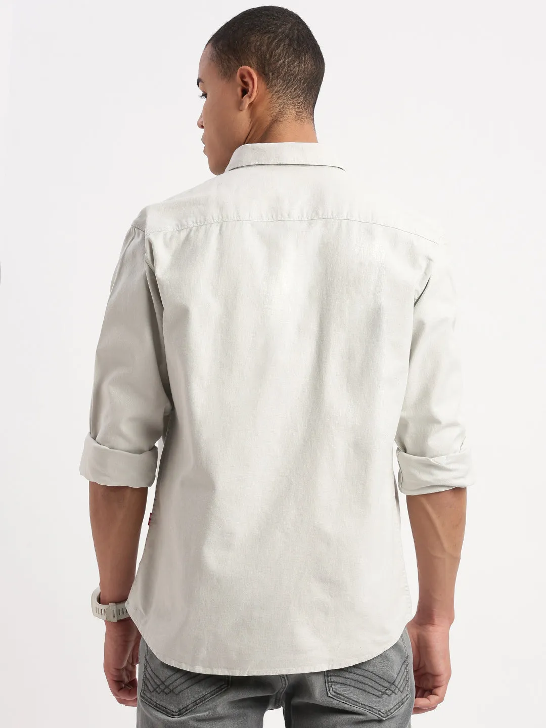 Men's Solid Grey Shirt StainResistant Fabric UltraSoftFinish