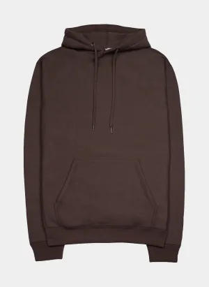 Fleece Pullover Mens Hoodie (Brown) button detail
