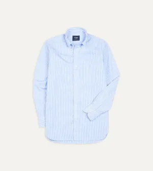 Breathable Fit Simple Comfort Wear Light Blue Bengal Stripe Cotton Poplin Button-Down Shirt
