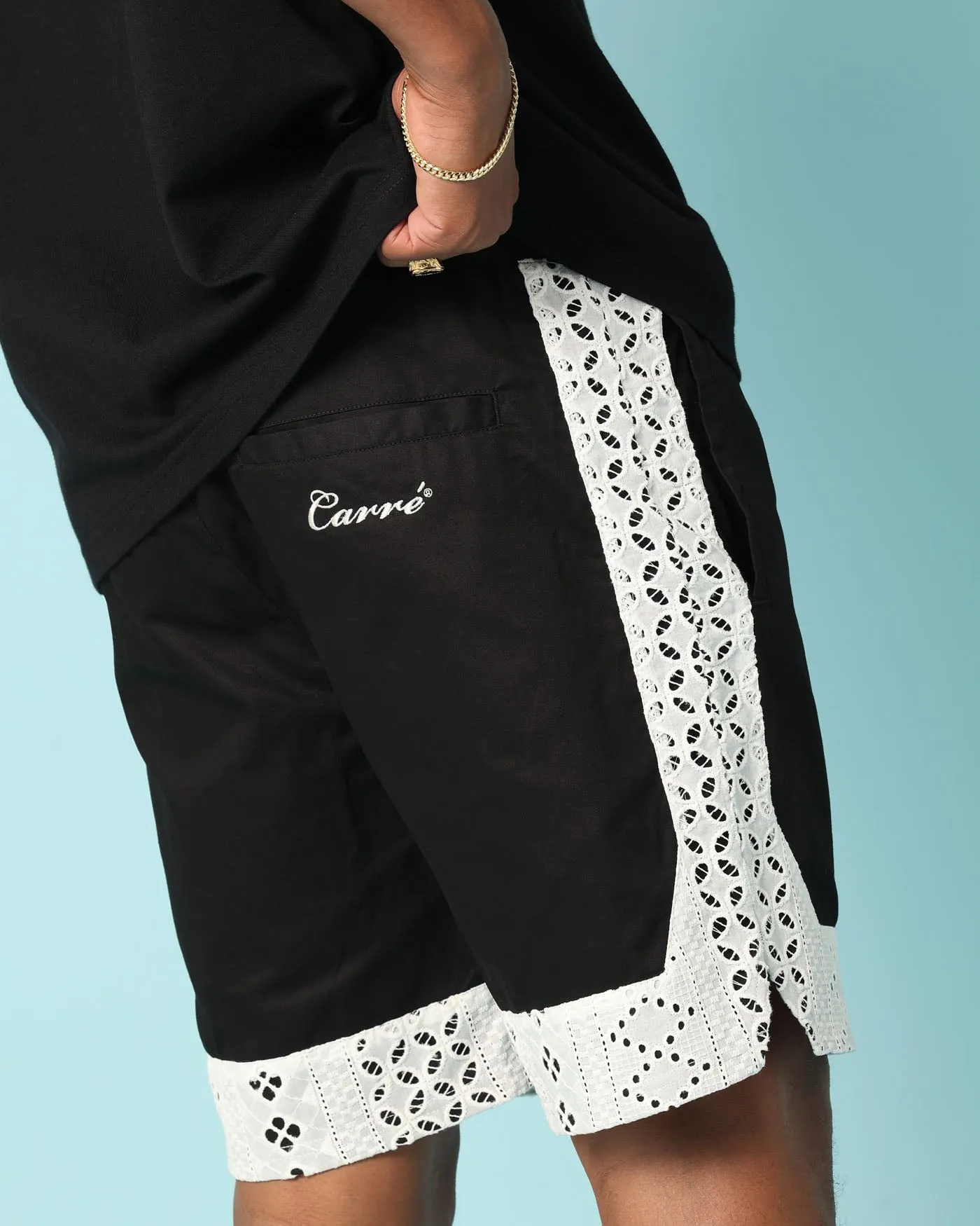 Carr?? Bandana Lace Shorts Black Sporty Design