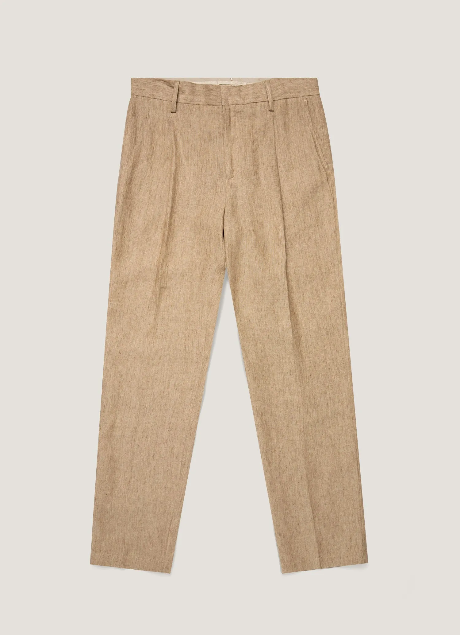 Men's Pleated Linen Trouser in Dune Melange Breath Fit Performance Wear