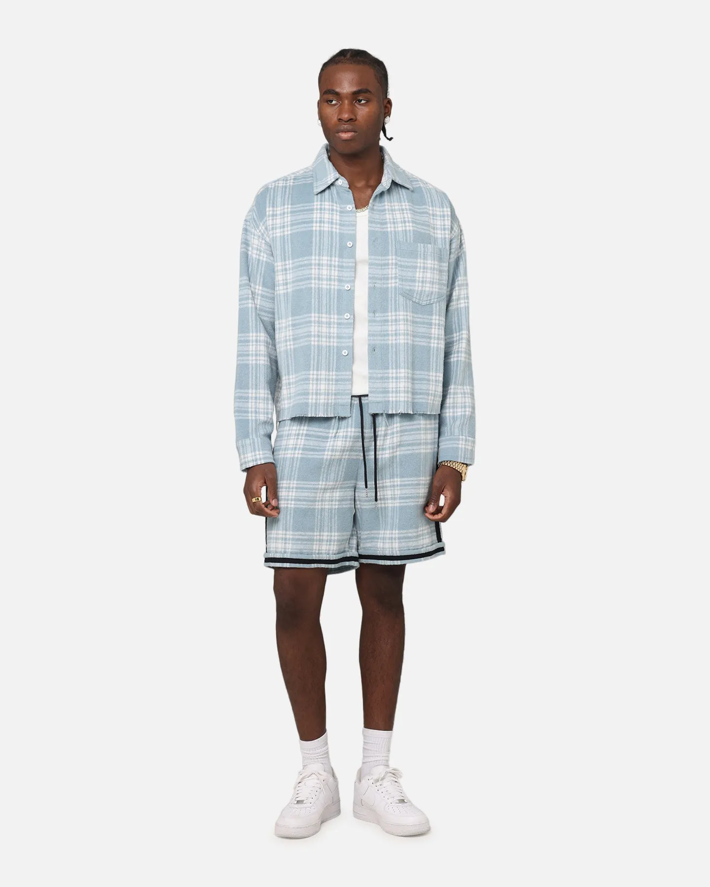 XXIII Plaid Ball Shorts Blue Chill Vibes Beach Wear