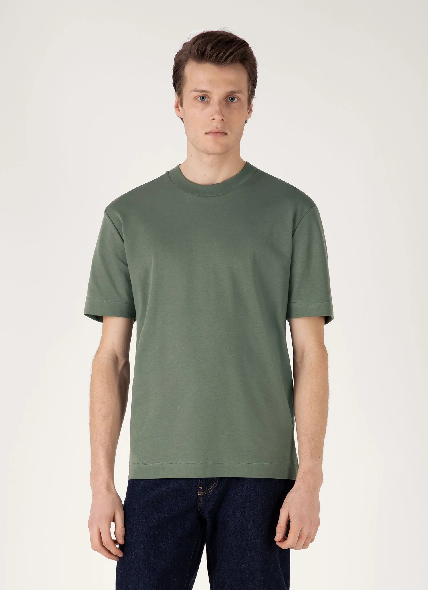 Men's Relaxed Fit Heavyweight T-shirt in Dusk Green Quick Release Hem