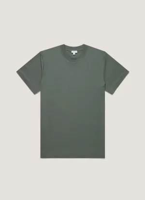 Non Toxic Printing Silk combination Men's Relaxed Fit Heavyweight T-shirt in Dusk Green