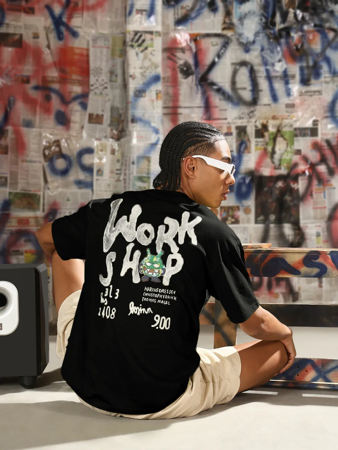 Men's Printed Black Relaxed Fit T-Shirt AbrasiveReinforcedZones