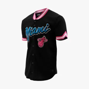NBA Front Wordmark Patch Regular Fit Jersey - Miami Heat Knit Grid Mesh