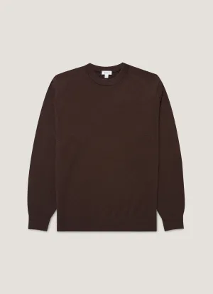 Non Restrictive Cuff Men's Cashmere Crew Neck Jumper in Truffle