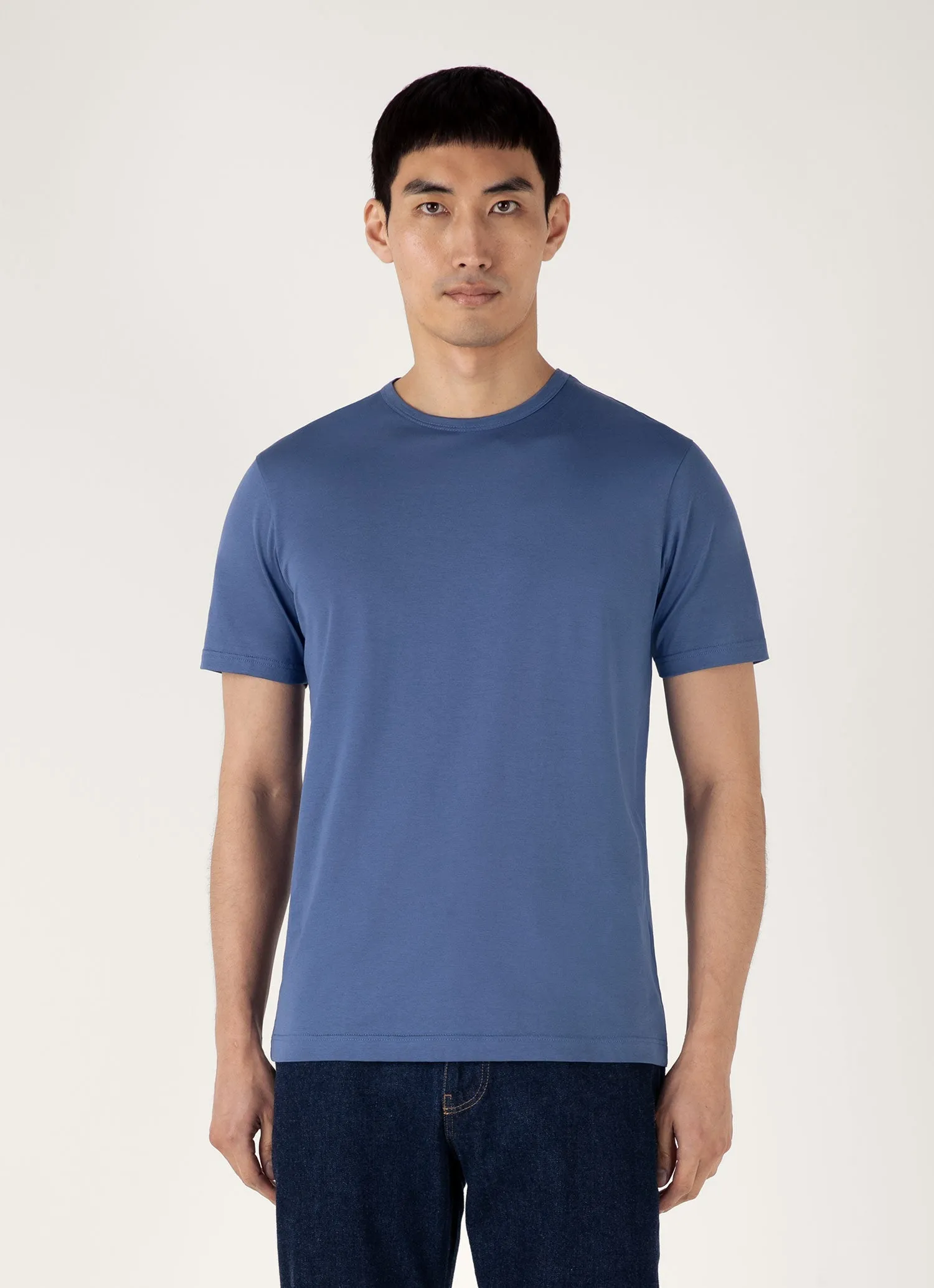 Quality Comfort Taped Neckline Men's Classic T-shirt in Soft Denim