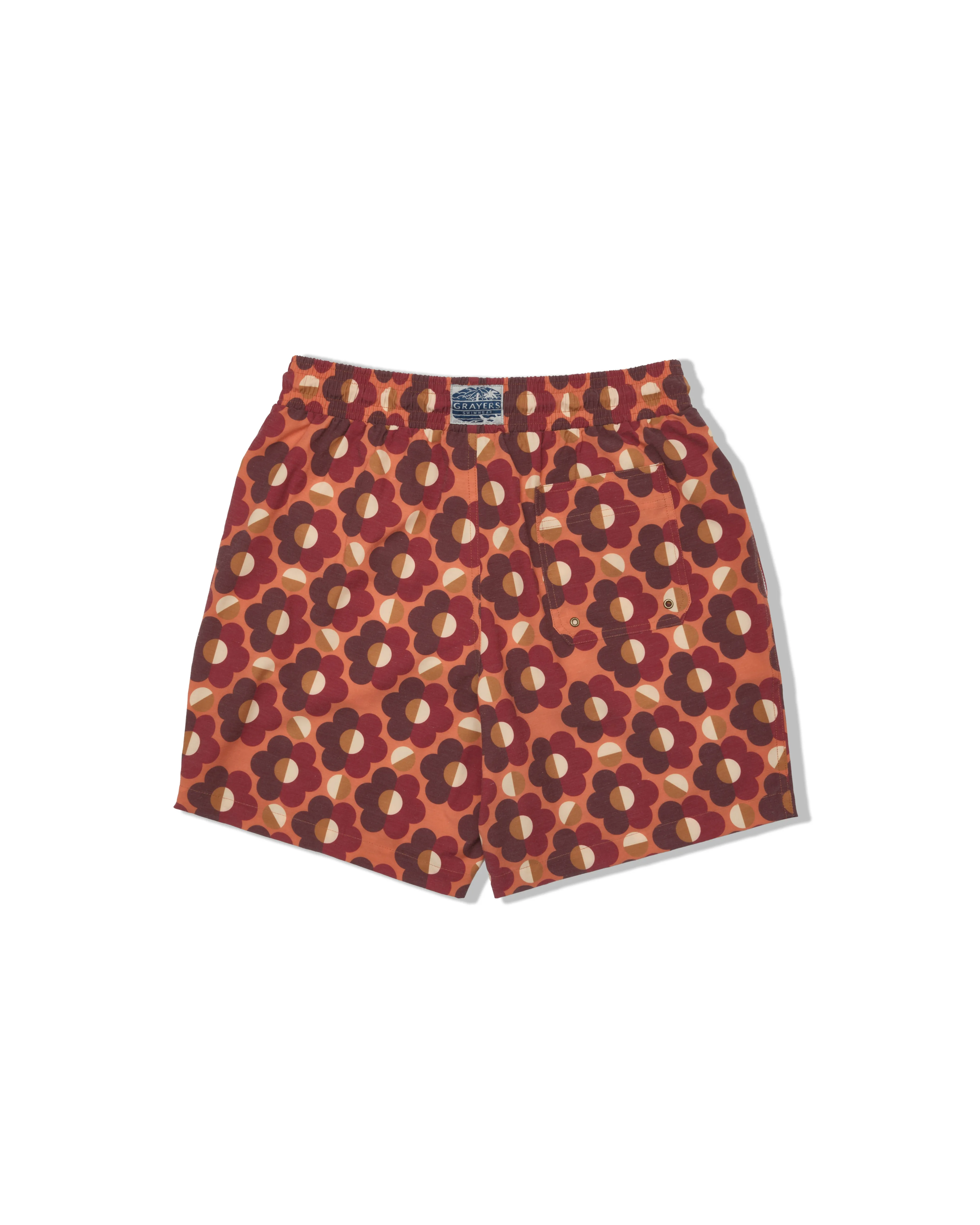 Casual Elegance Eco Poly Cotton Stretch Swim Trunk 7" - Geometric Brown Orange