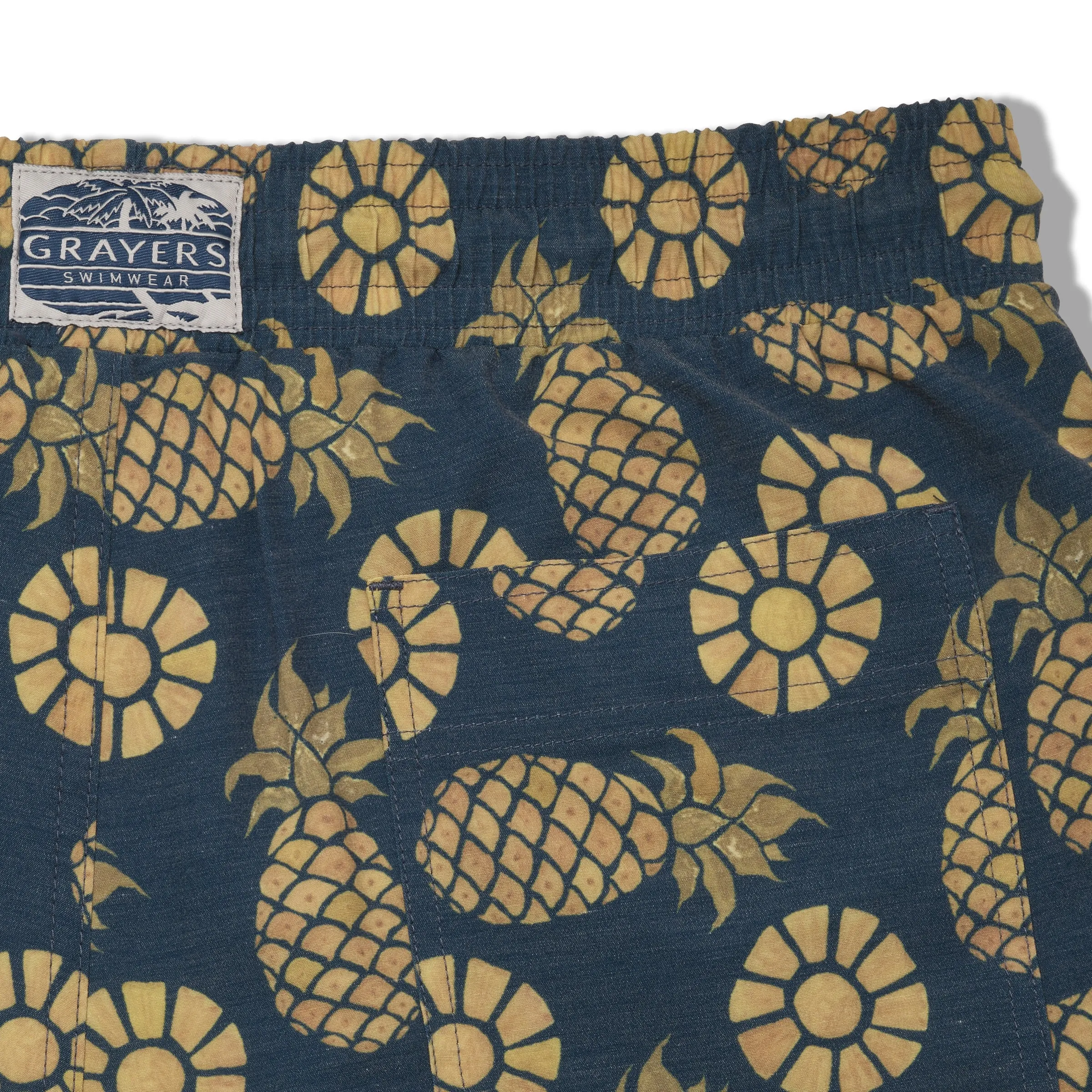 Elastic waist Eco Poly Cotton Stretch Swim Trunk 7" - Pineapple Slice