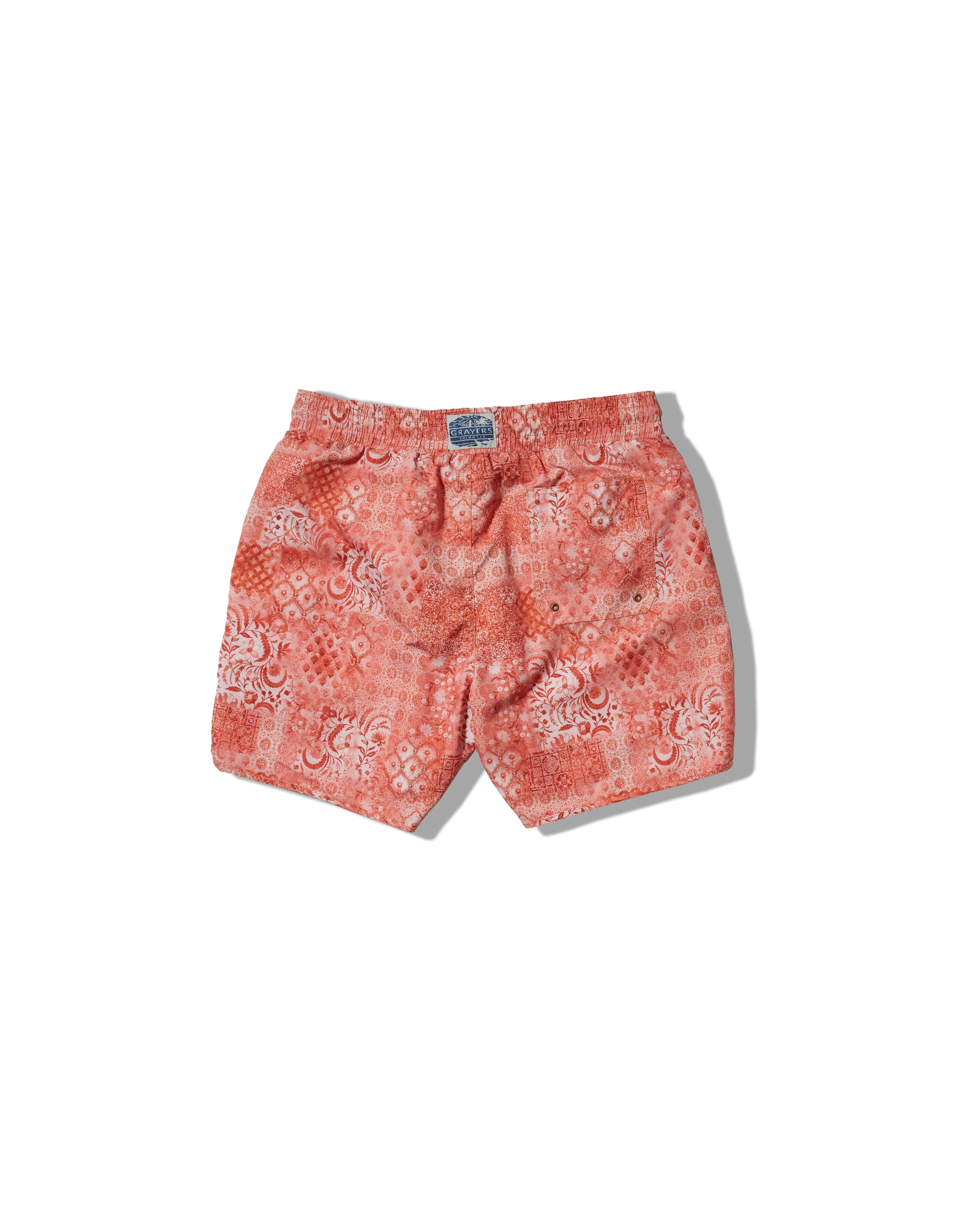 Sporty Style Breezy Fit Eco Recycled Poly Swim Trunk 6" - Red Bandana