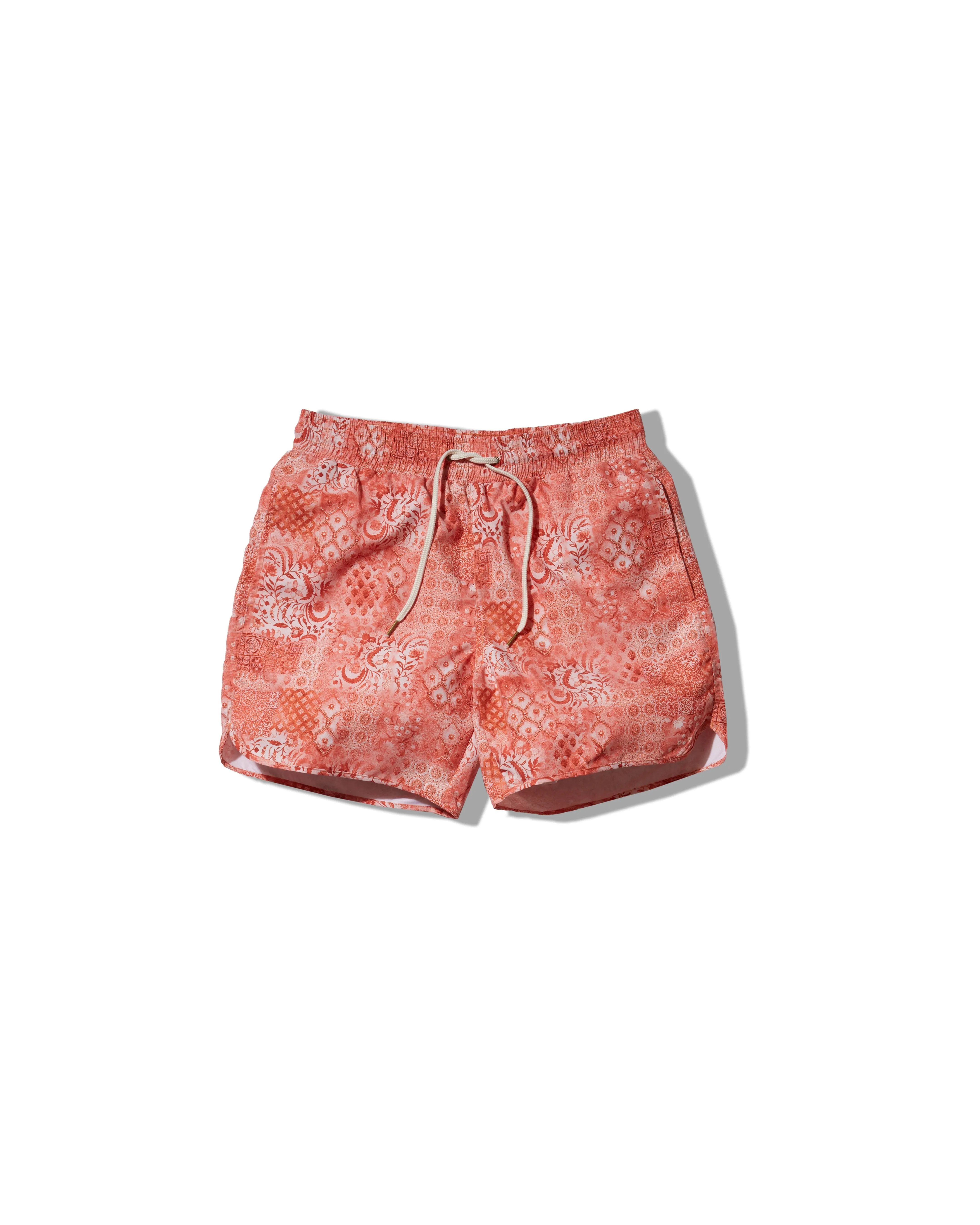 Eco Recycled Poly Swim Trunk 6" - Red Bandana Stretch Woven Fabric