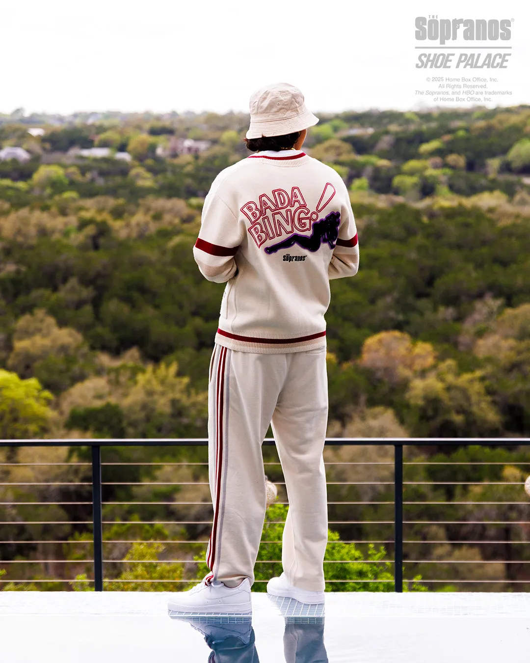 SP x Sopranos Bada Bing Straight Mens Pants (Beige/Red) All Season Wear Simple Cut