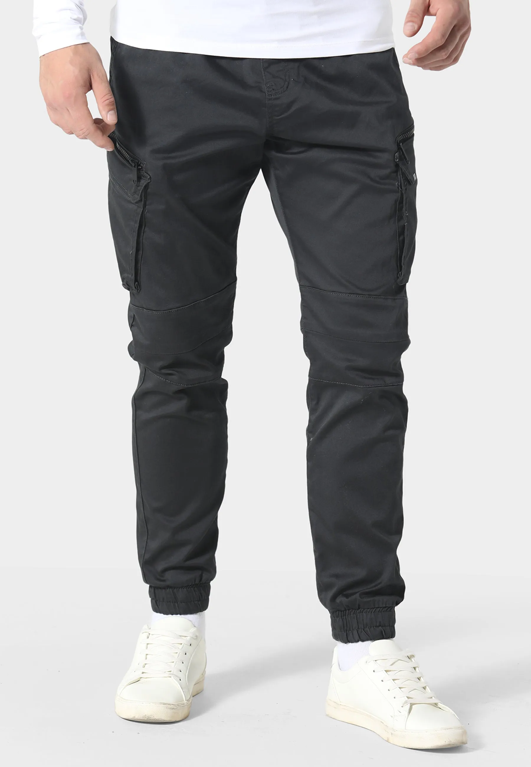 Flattering Shape Minimal Fit Ware Charcoal Cargo Pants