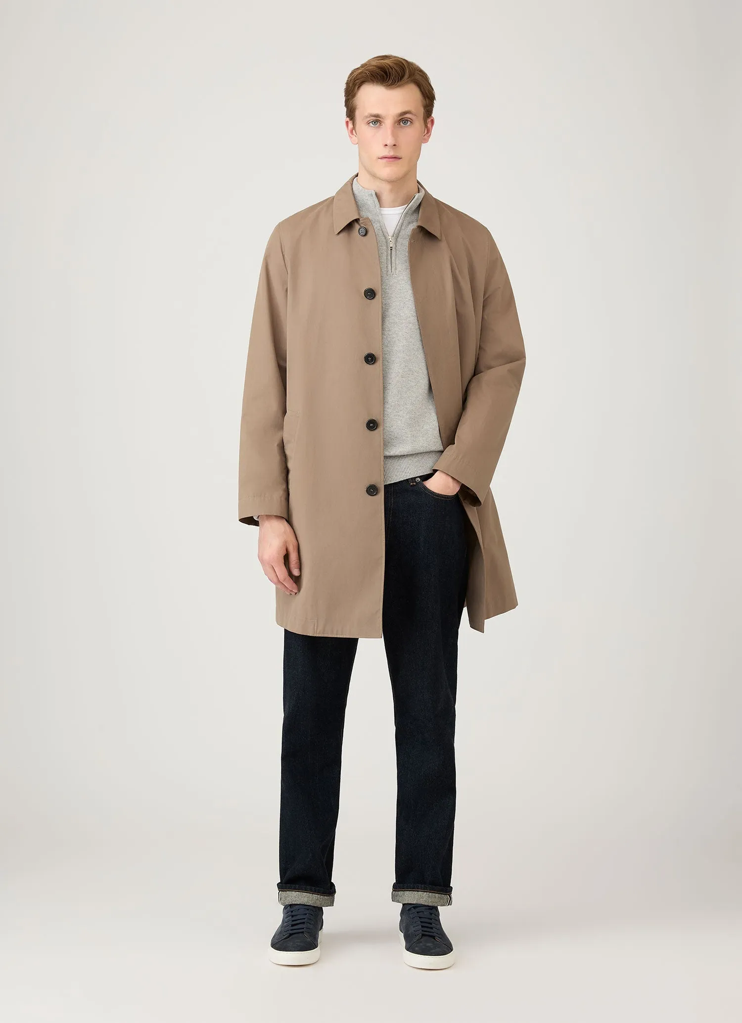 Year Round Men's Cashmere Zip Neck Jumper in Grey Melange