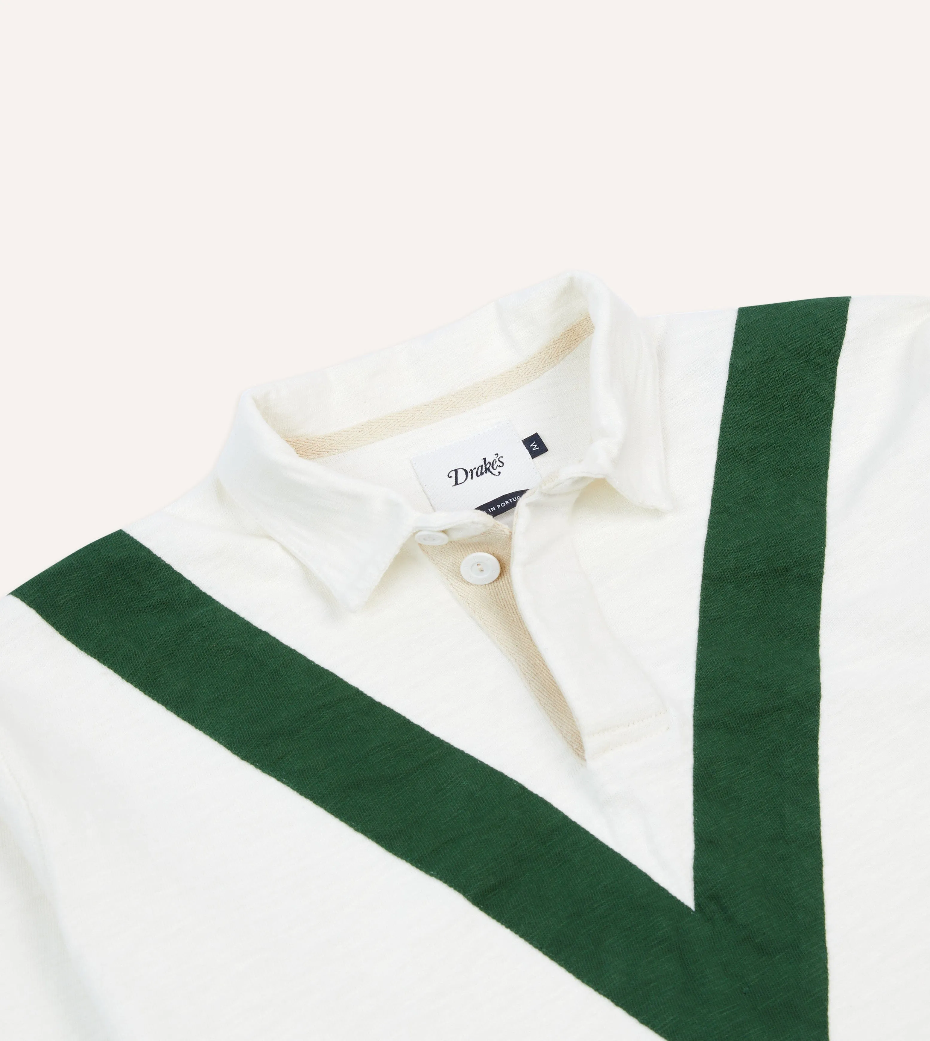 Ecru and Green Chevron Cotton Rugby Shirt Odor-resistant