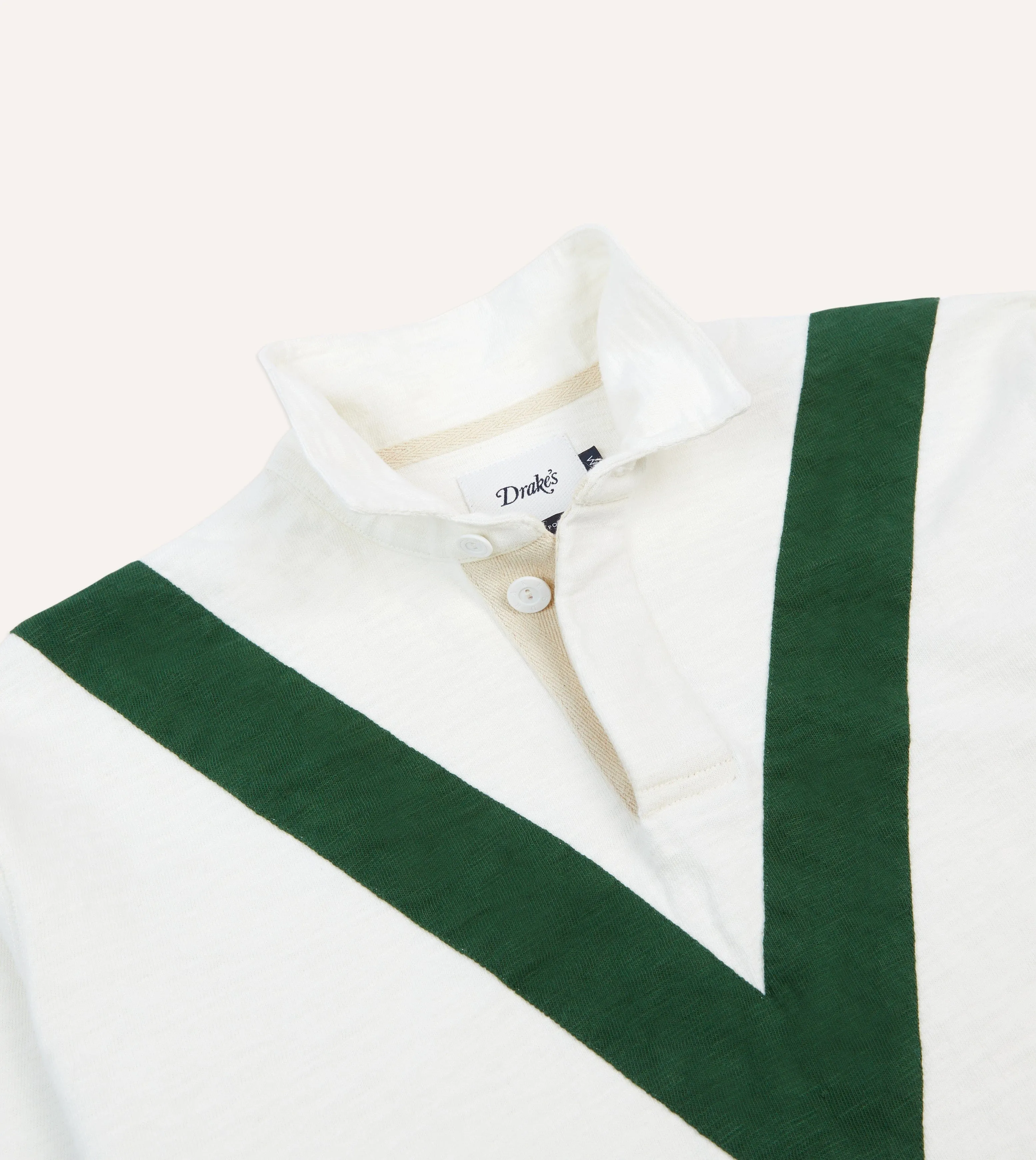 Summer Ready Ecru and Green Chevron Cotton Rugby Shirt