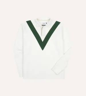 Ecru and Green Chevron Cotton Rugby Shirt EnhancedDurabilityFinish Versatile Style