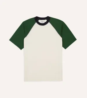 Ecru and Green Raglan Sleeve Hiking T-Shirt warm weather All-Weather Wear