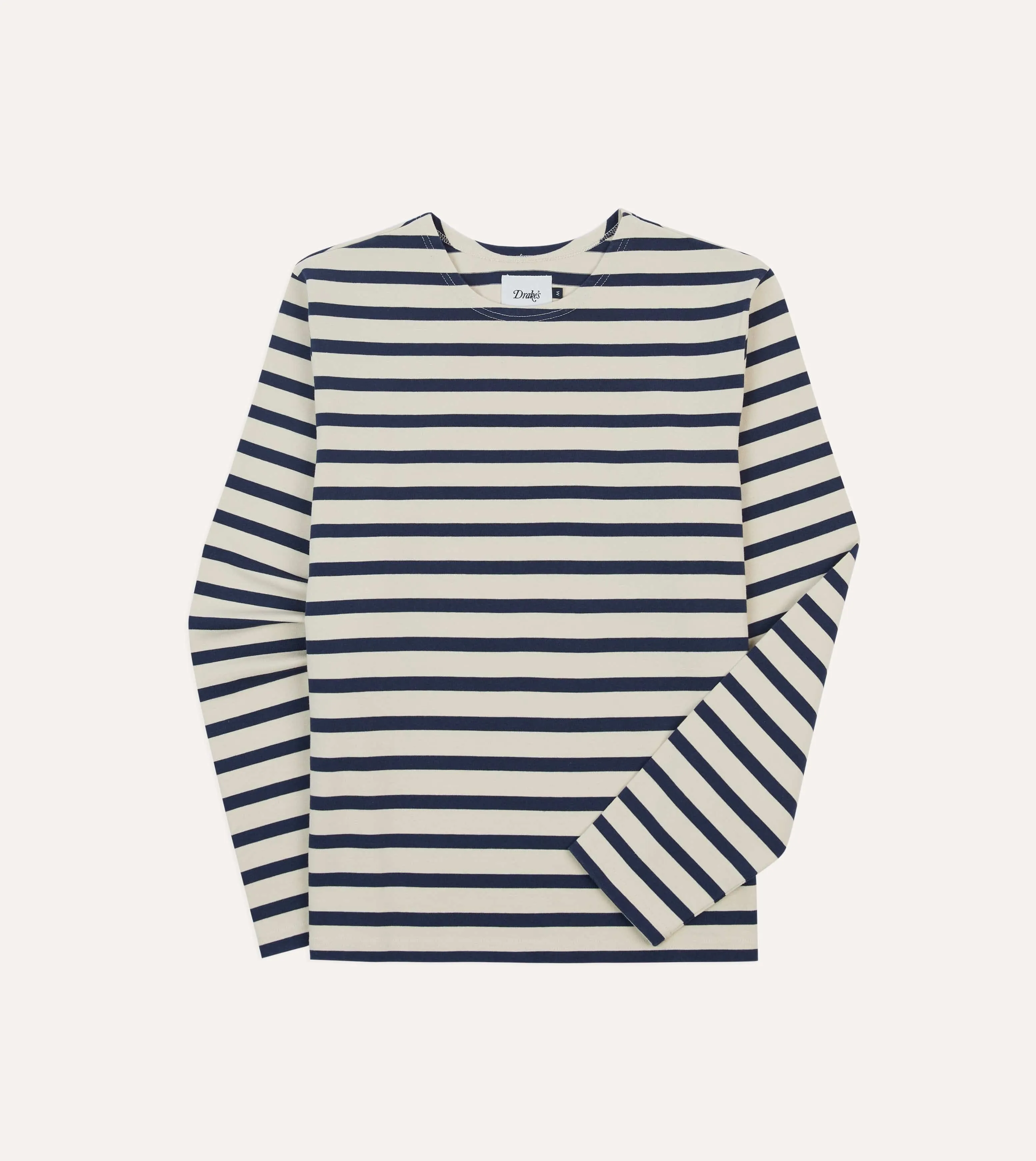 Chilly Day Essentials Lightweight Wear Ecru and Navy Breton Long Sleeve T-Shirt
