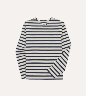 Chilly Day Essentials Lightweight Wear Ecru and Navy Breton Long Sleeve T-Shirt
