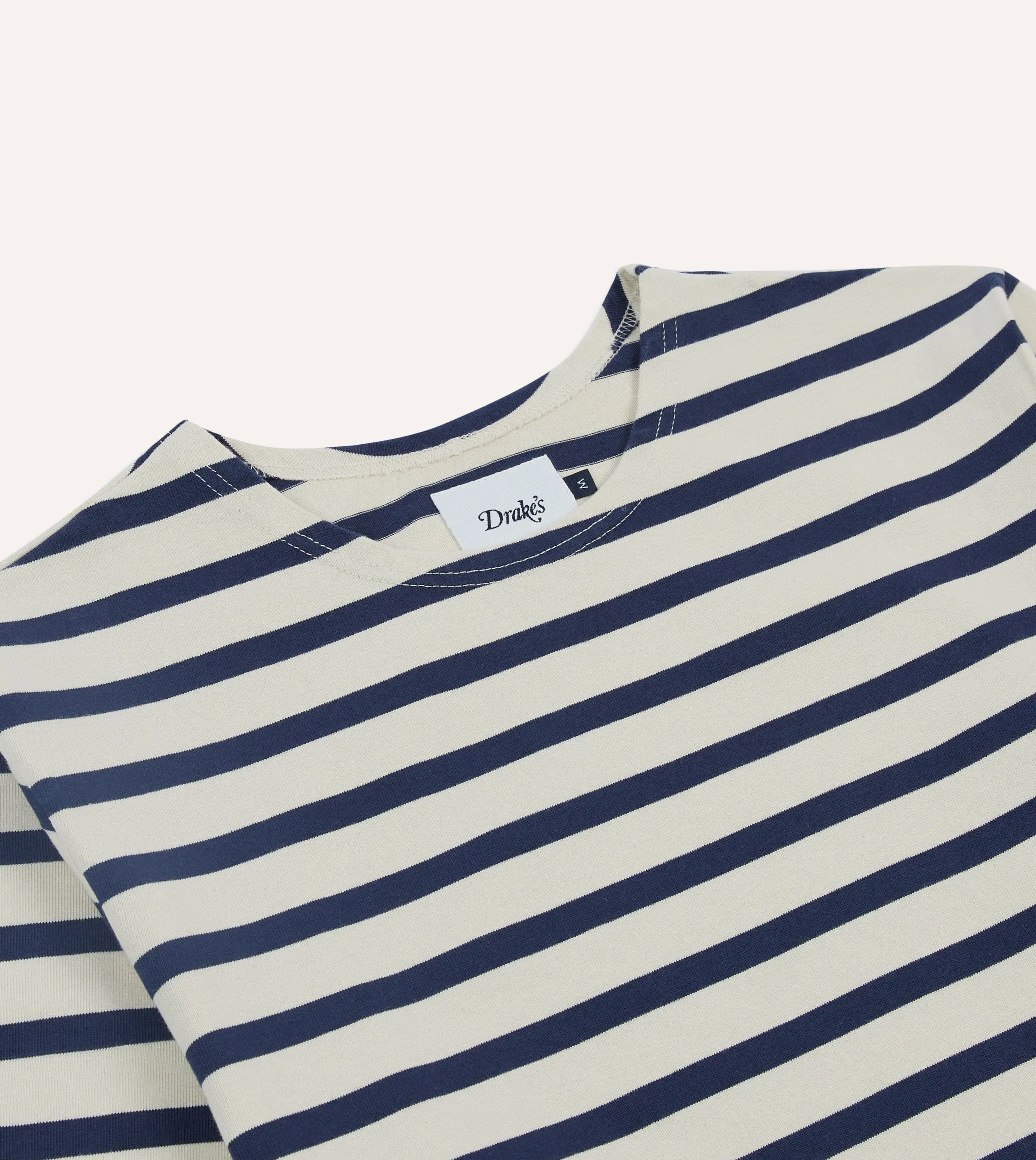 Pullover Ecru and Navy Breton Long Sleeve T-Shirt
