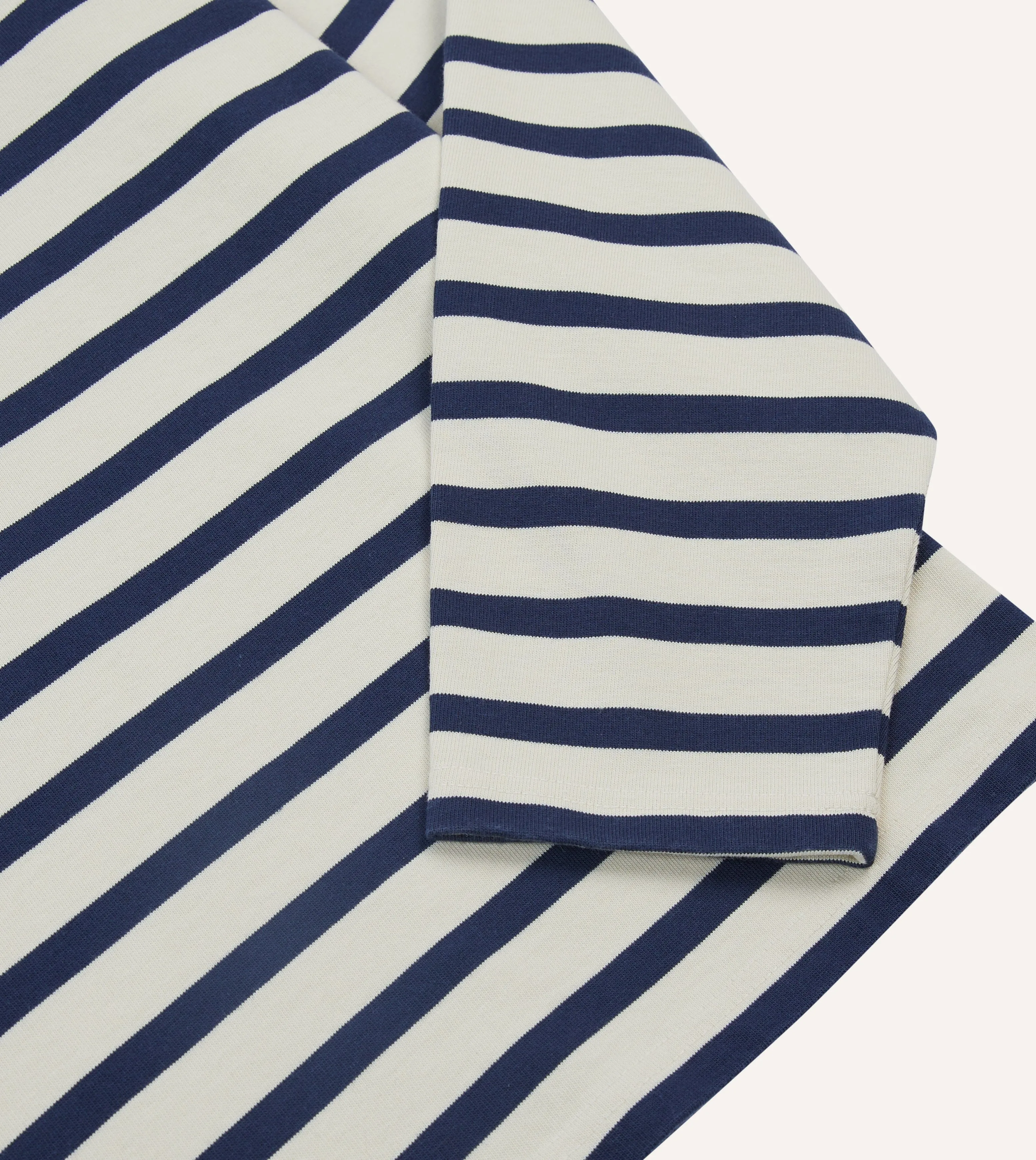 Essential Comfort Ecru and Navy Breton Long Sleeve T-Shirt