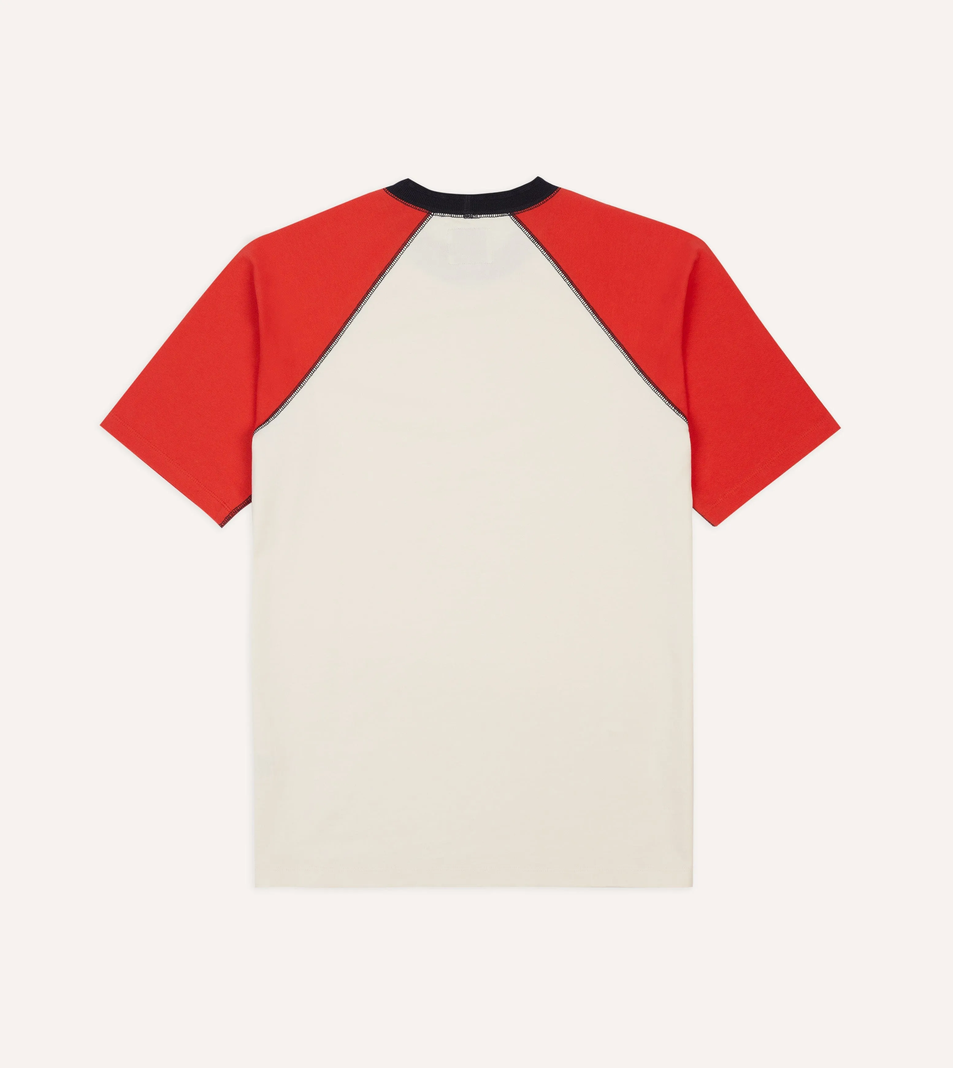 TemperatureRegulating sports performance Ecru and Red Raglan Sleeve Hiking T-Shirt