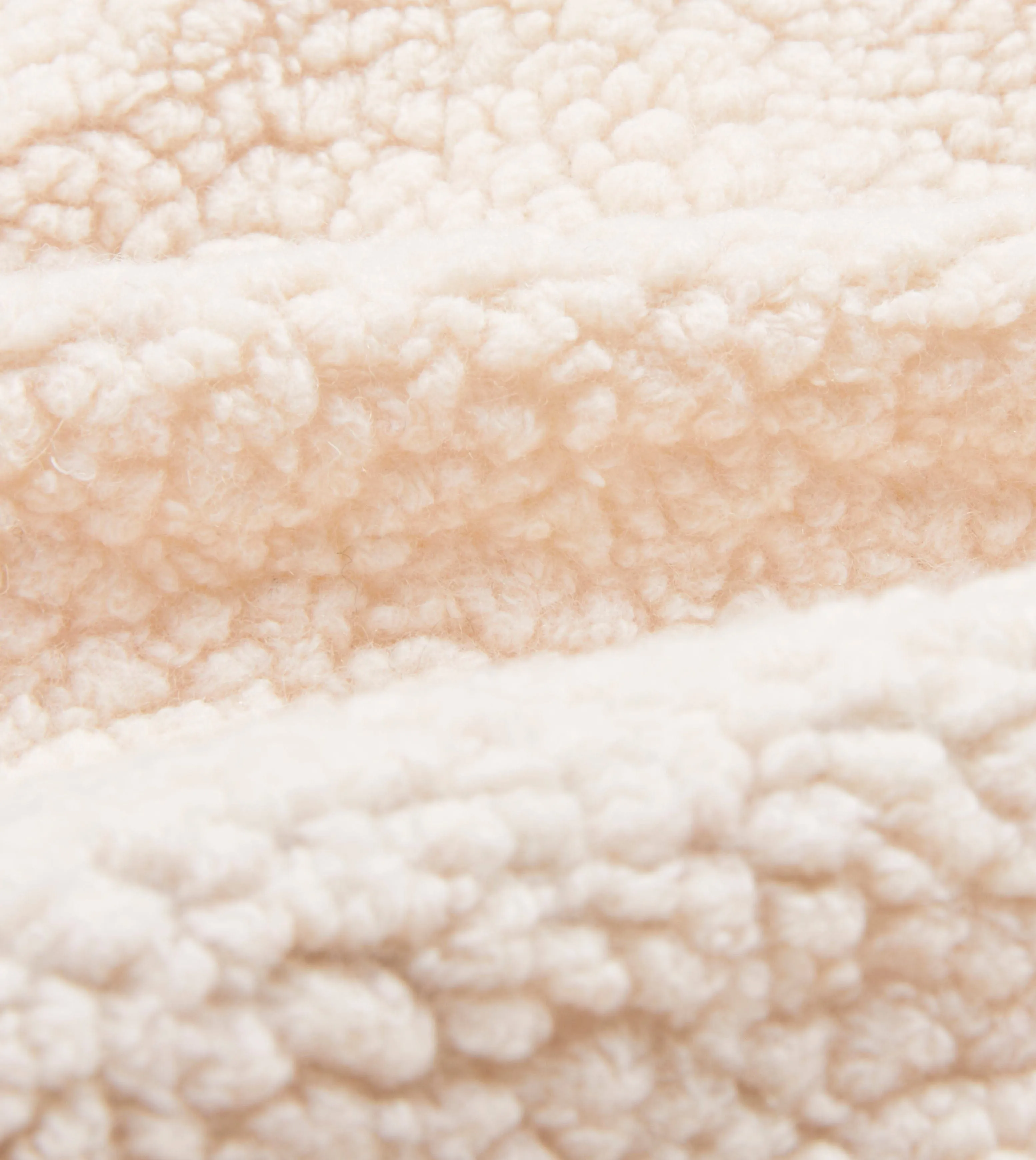 Ecru Boucle Wool Zip Fleece Jacket Windproof Closure