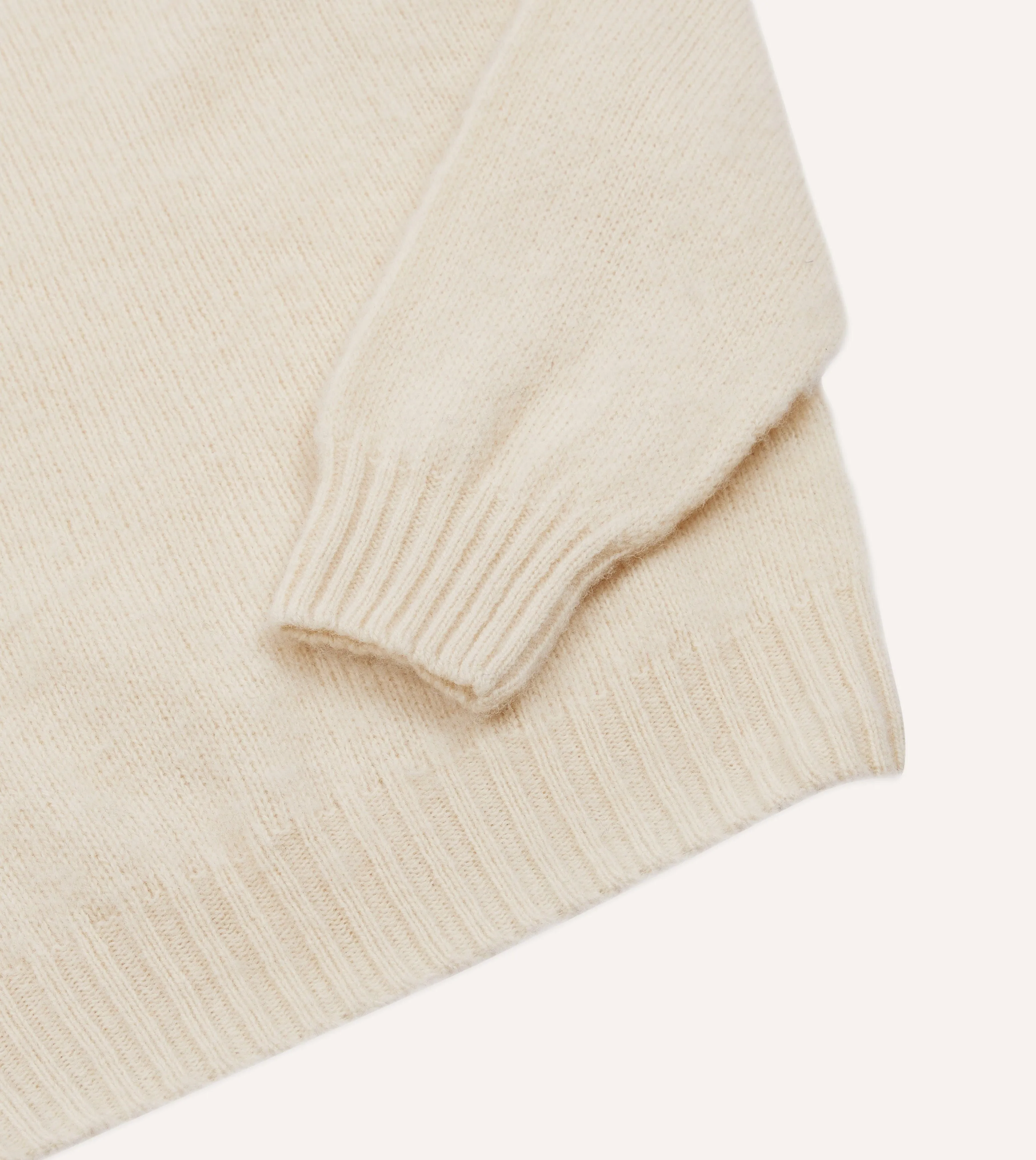 Moisture Wicking Texture Cold Warmth Ecru Brushed Shetland Crew Neck Jumper